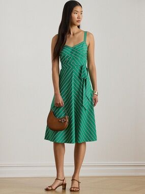 NWT Lauren Ralph Lauren Striped Broadcloth Dress - 2